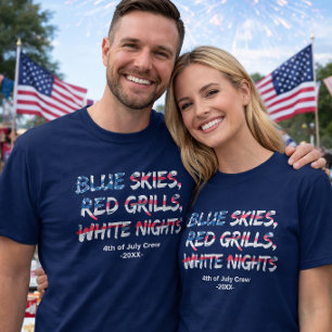 Rot Weiß Blau Flagge 4. Juli Familie Crew  T-Shirt