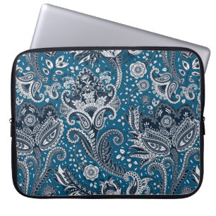 Rot Weiß & Blau Floral Paisley Bohemian Boho Laptopschutzhülle