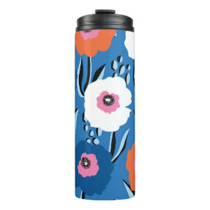Rot Weiß Blau: Floral Skandinavisch. Thermosbecher
