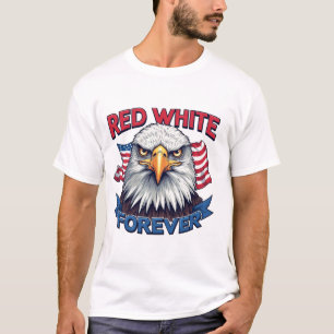 Rot Weiß & Blau Forever Amerikanische Flagge Patri T-Shirt