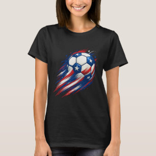 Rot Weiß Blau Fußball Ll Patriotischer Vierter Jul T-Shirt