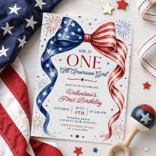 Rot Weiß & Blau Geburtstag im All American Girl St Einladung