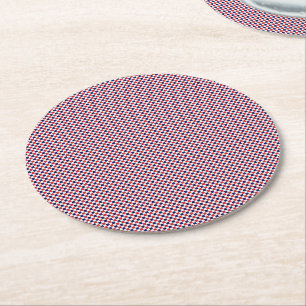 Rot, Weiß, Blau-Gingham-PAPER-PARTY-UNTERSETZER Runder Pappuntersetzer