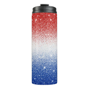 Rot Weiß Blau Glitter Gradient Patrioten-Tag Thermosbecher