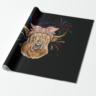Rot Weiß Blau Highland Kuh Patriot Bandana USA Geschenkpapier
