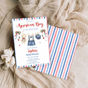 Rot Weiß & Blau Junge Baby Shower Einladung