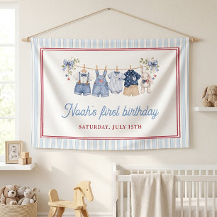 Rot Weiß Blau Jungen Geburtstagsfeier Banner