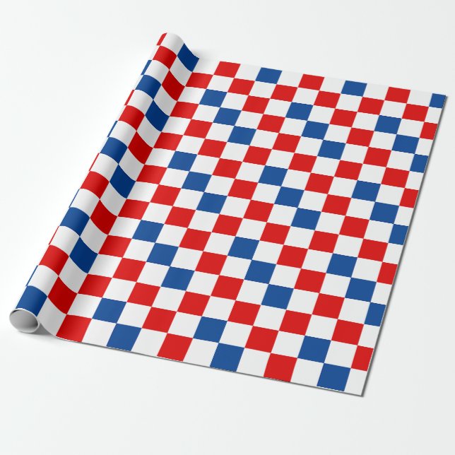 Rot Weiß Blau Kariertes Musterdesign  Geschenkpapier (Ungerollt)