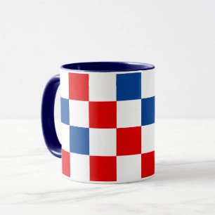 Rot Weiß Blau kariertes Musterdesign Tasse