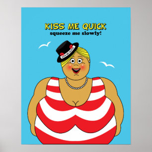 Rot Weiß Blau Küss Mich Schnell Seaside Humor Poster