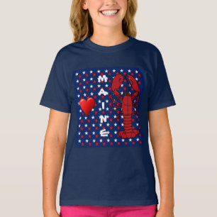 Rot Weiß Blau Maine Hummer Mädchen T-Shirt