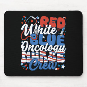 Rot Weiß Blau Onkologie-Krankenschwester-Crew 4. J Mousepad
