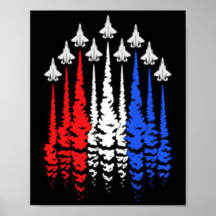 Rot Weiß Blau Patriotische Jets USA-Flagge Männer Poster
