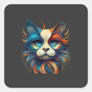 Rot Weiß & Blau Patriotische Katze Quadratischer Aufkleber