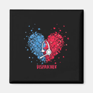 Rot Weiß Blau Patriotischer 911-Dispatcher Herz 4. Magnet