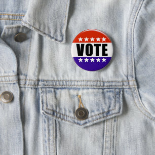 Rot Weiß Blau Patriotischer Button zum Wählen