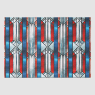 Rot Weiß Blau Patriotisches Buntglas 4. Juli Seidenpapier