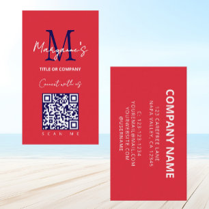 Rot Weiß Blau scannbarer QR-Code-Logo Visitenkarte