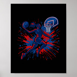 Rot Weiß Blau Sketll Farb Splash USA-Flagge Sketll Poster