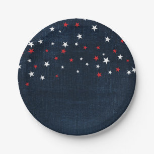 Rot Weiß & Blau Sterne Denim Benutzerdefinierte Pa Pappteller