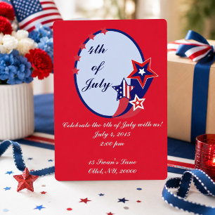 Rot-Weiß-Blau Sterne Fourth of July-Party  Einladung
