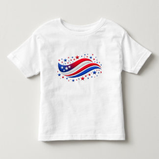 Rot-Weiß-Blau-Sterne- und Wellen-Design – USA-Stol Kleinkind T-shirt