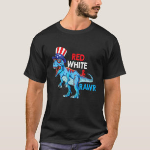 Rot Weiß Blau T Rex Dinosaurier Feuerwerk 4. Juli T-Shirt