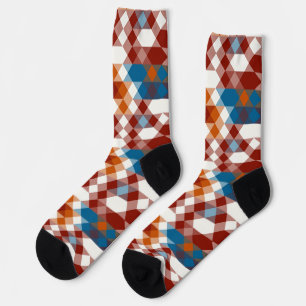 rot weiß blau und orange geometrisch socken