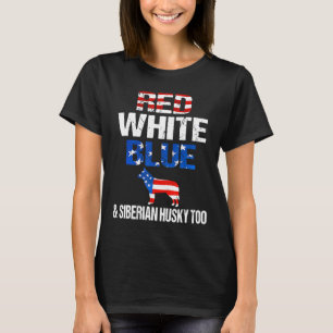 Rot-Weiß-Blau und Sibirier-Husky zu Shirt 4th of