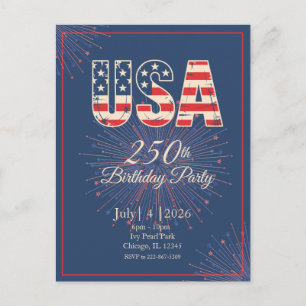 Rot Weiß Blau USA 250. Geburtstag 4. Juli Postkarte