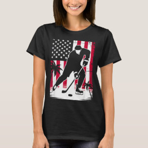Rot Weiß Blau USA-Flagge Eishockeyspieler 4. Juli T-Shirt