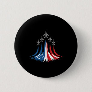 Rot Weiß Blau USA-Flagge-Kampfjets 4. Juli Button