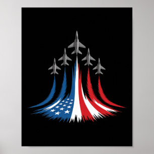 Rot Weiß Blau USA-Flagge Kampfjets 4. Juli  Poster