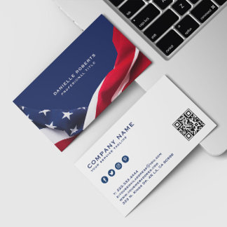 Rot Weiß & Blau-USA-Flagge Sterne und Streifen Visitenkarte