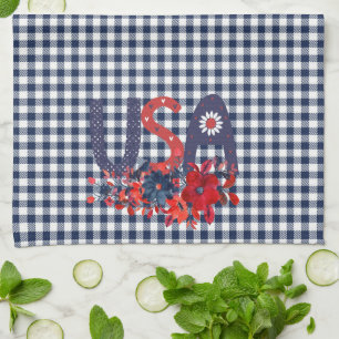 Rot Weiß & Blau USA Patriotisches Bouquet Geschirrtuch