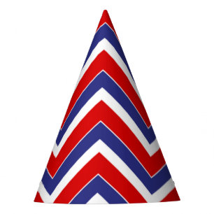 Rot, weiß, blau, Zickzack, 1-PAPIERHATTE FÜR PARTY Partyhütchen