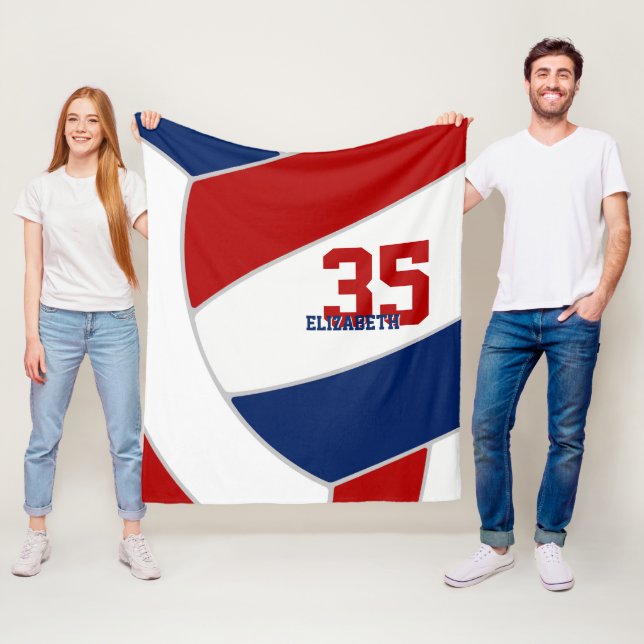 Rot-weiß-blaue Jungen oder Mädchen Sportvolleyball Fleecedecke (Beispiel)
