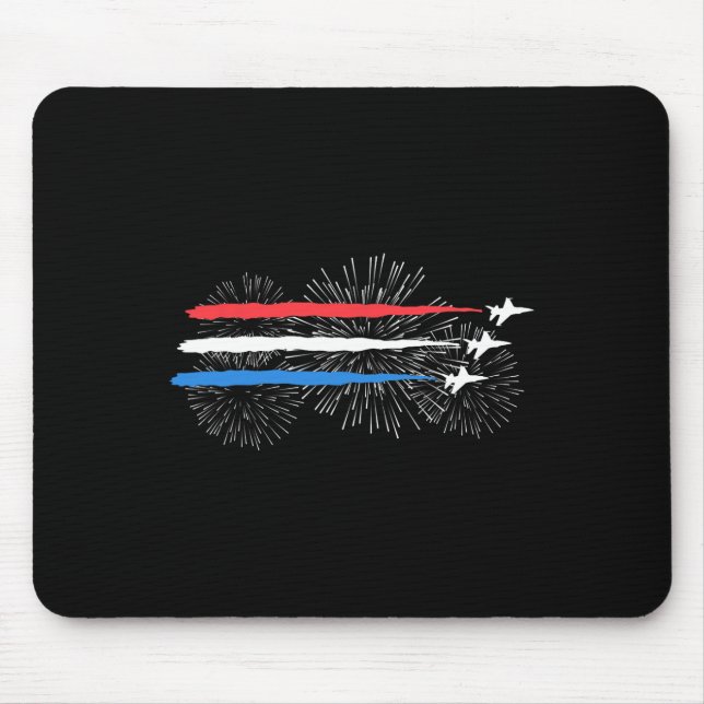 Rot-weiß-blaue Kampfjets mit Feuerwerk 4. Mousepad (Vorne)
