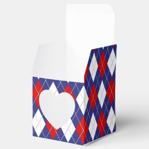Rot, Weiß, Blaue Raute, 2-GASTGESCHENK-Box, Textfe Geschenkschachtel
