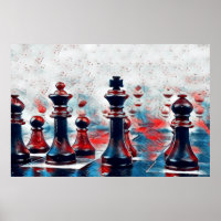 Rot, Weiß, Blauer Schach, König, Königin, Bischof