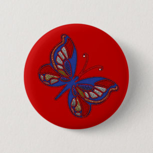 Rot-Weiß-Blauer Schmetterlingskopf Button