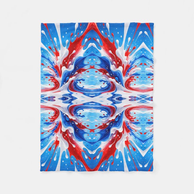 Rot-Weiß-Blauer Spritzdecke Fleecedecke (Vorderseite)
