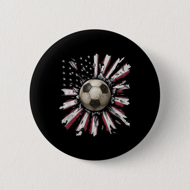 Rot-weiß-blaues Soccer Ll Explosion Grunge Street  Button (Vorderseite)