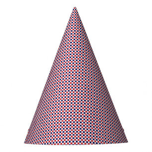 Rot, Weiß, Blue Gingham-PAPER PARTY HATS Partyhütchen