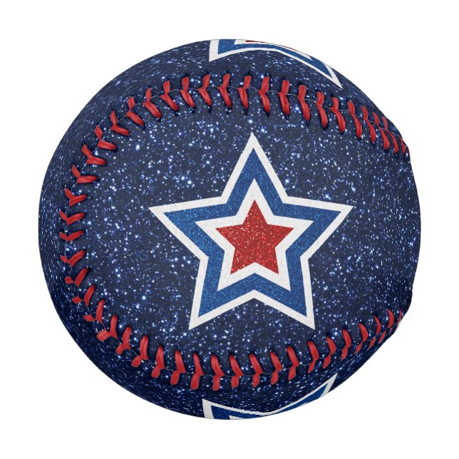 Rot, Weiß, Blue Star 4. Juli Glitzer Baseball (Vorderseite Links)