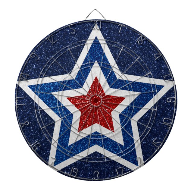 Rot, Weiß, Blue Star 4. Juli Glitzer Dartscheibe (vorne)