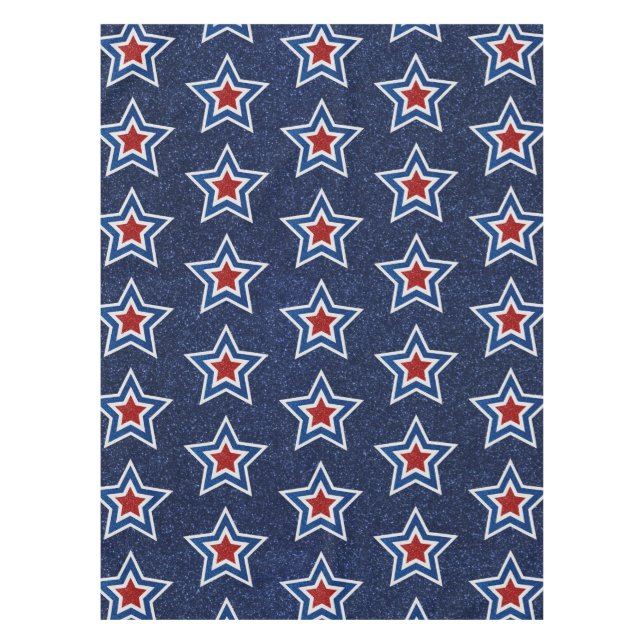 Rot, Weiß, Blue Star 4. Juli Glitzer Tischdecke (Vorderseite)