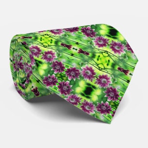 Rot-Weiß-Blume Abstraktes Muster Krawatte