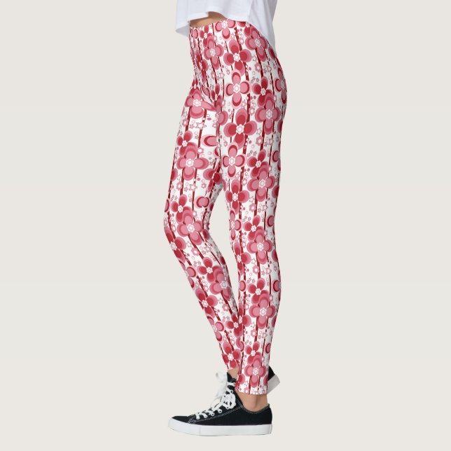 Rot-Weiß-Blumenmuster Leggings (Links)