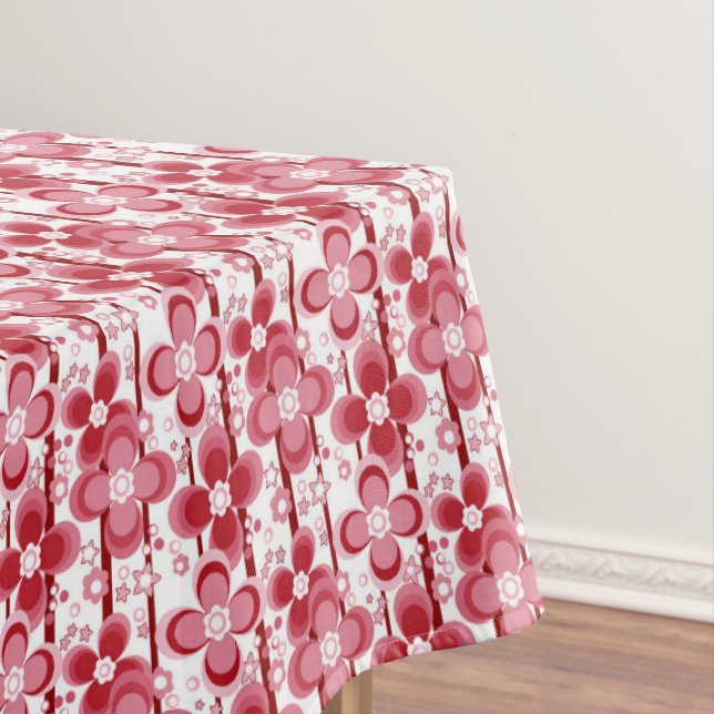 Rot-Weiß-Blumenmuster Tischdecke (Beispiel)